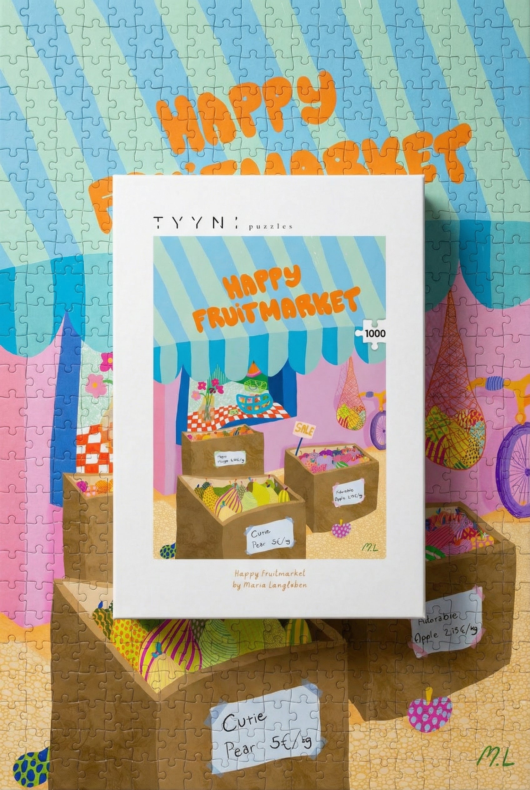 Tyyni Puzzle - 1000 pieces, Happy Fruitmarket by Maria Langleben